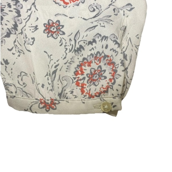 ANN TAYLOR Long Sleeve VNeck Boho Blouse Size M Creme, Gray, Burnt Orange Floral - Picture 8 of 10